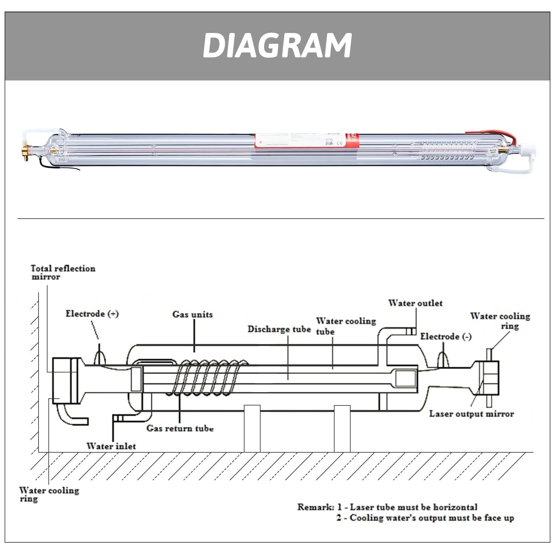 80W YL H2 Tube Laser CO2 pour les machines de gravure de haute